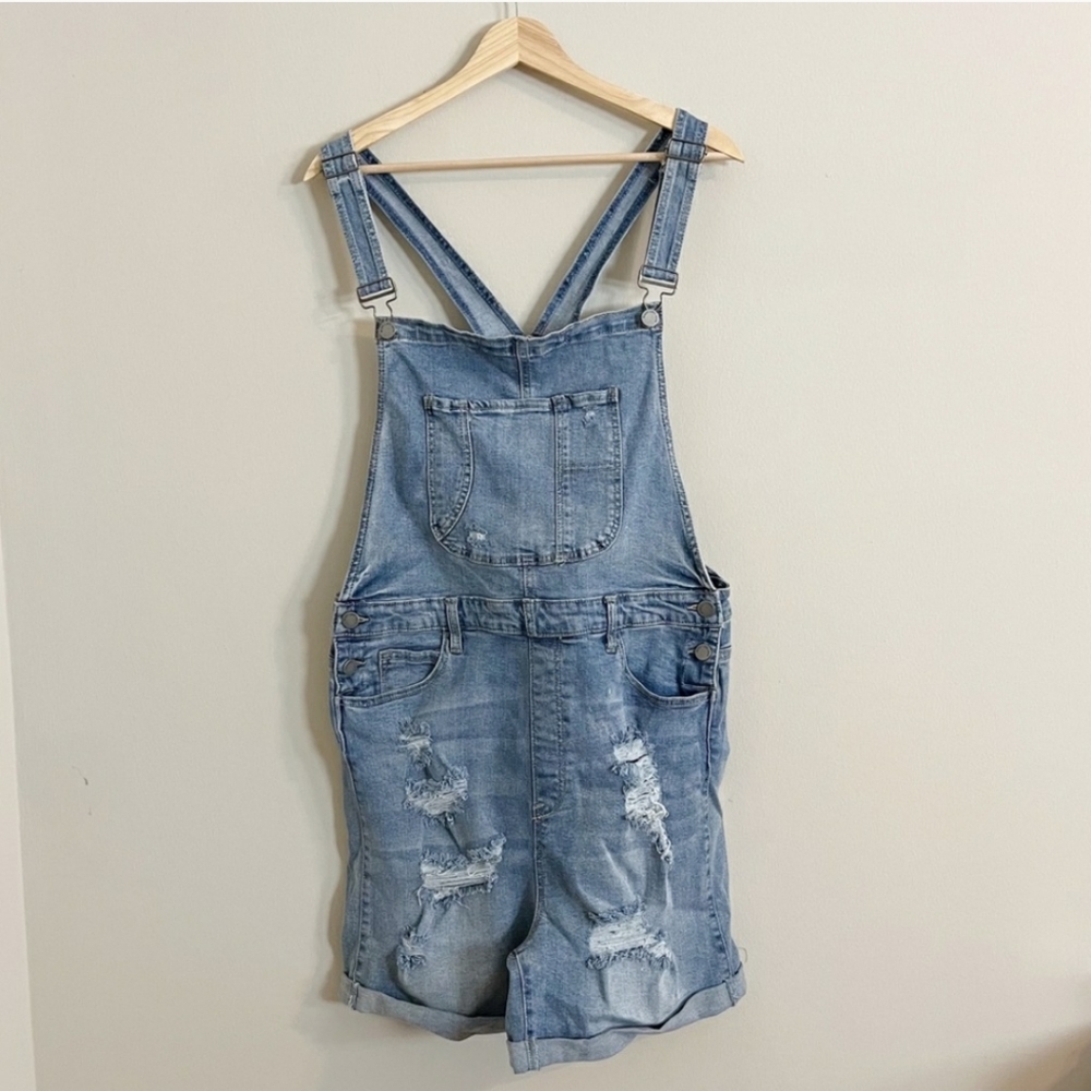 Black Label Denim Overall Shorts XL NWT